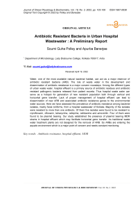 Antibiotic resistant bacteria in urban hospital wastewater : a preliminary report