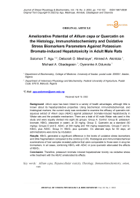 Ameliorative potential of Allium cepa or quercetin on the histology, immunohistochemistry and oxidative stress biomarkers parameters against potassium bromate-induced hepatotoxicity in adult male rats