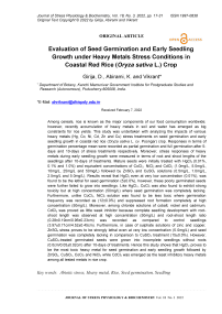 Evaluation of seed germination and early seedling growth under heavy metals stress conditions in coastal red rice (Oryza sativa L.) crop