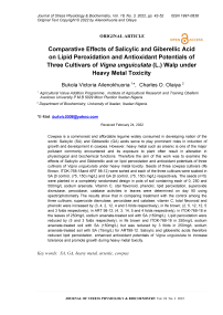 Comparative effects of salicylic and giberellic acid on lipid peroxidation and antioxidant potentials of three cultivars of Vigna unguiculata (L.) Walp under heavy metal toxicity