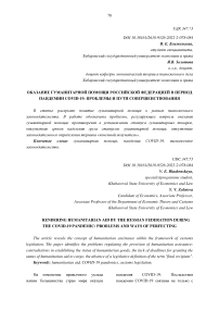 Оказание гуманитарной помощи Российской Федерацией в период пандемии COVID-19: проблемы и пути совершенствования