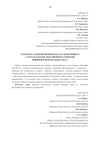 Разработка технологии шоколада без добавленного сахара и лактозы, обогащенного семенами пищевой конопли Cannabis sativa L