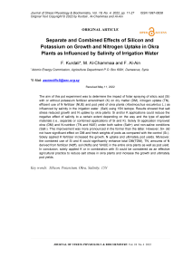 Separate and combined effects of silicon and potassium on growth and nitrogen uptake in okra plants as influenced by salinity of irrigation water