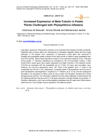 Increased expression of beta-tubulin in potato plants challenged with phytophthora infestans