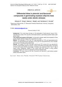 Differential hikes in phenolic and flavonoid compounds in germinating soybean (glycine max) seeds under abiotic stresses