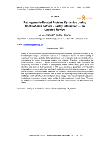 Pathogenesis-related proteins dynamics during Cochliobolus sativus - barley interaction - an updated review