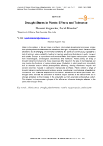 Drought stress in plants: effects and tolerance