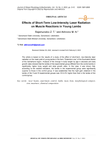 Effects of short-term low-intensity laser radiation on muscle reactions in young lambs