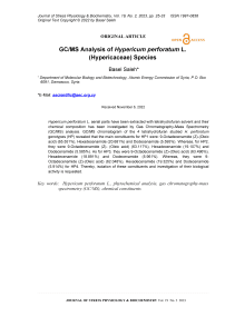 GC/MS analysis of Hypericum perforatum L. (Hypericaceae) species