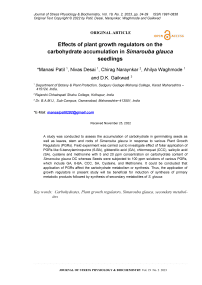 Effects of plant growth regulators on the carbohydrate accumulation in Simarouba glauca seedlings