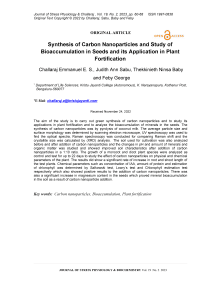 Synthesis of carbon nanoparticles and study of bioaccumulation in seeds and its application in plant fortification