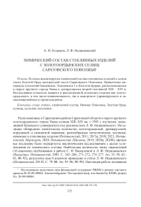 Химический состав стеклянных изделий с золотоордынских селищ Саратовского Поволжья