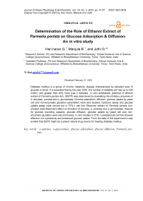 Determination of the role of ethanol extract of Parmelia perlata on glucose adsorption & diffusion-an in vitro study