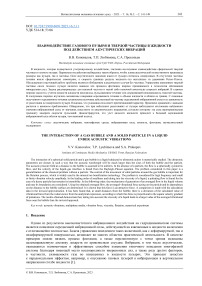 Взаимодействие газового пузыря и твердой частицы в жидкости под действием акустических вибраций
