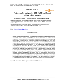 Protein profile analysis by SDS-page in different elicited edible sprouts