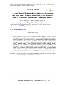 In-vivo thermal stress induces melatonin receptors and heat shock proteins expression in the spleen of mice in a time and temperature dependent manner