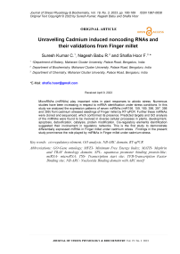 Unravelling cadmium induced noncoding RNAS and their validations from finger millet