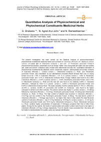 Quantitative analysis of physicochemical and phytochemical constituents medicinal herbs