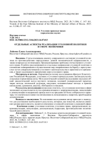 Отдельные аспекты реализации уголовной политики в сфере экономики