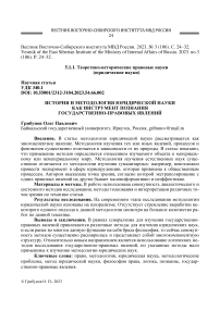 История и методология юридической науки как инструмент познания государственно-правовых явлений