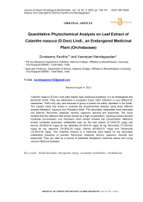 Quantitative phytochemical analysis on leaf extract of Calanthe masuca (D.Don) Lindl., an endangered medicinal plant (Orchidaceae)