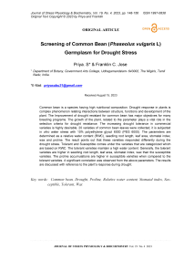 Screening of common bean (Phaseolus vulgaris L) germplasm for drought stress