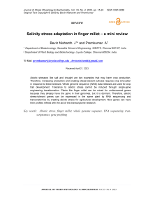 Salinity stress adaptation in finger millet - a mini review