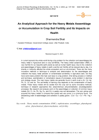 An analytical approach for the heavy metals assemblage or accumulation in crop soil fertility and its impacts on health