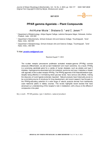 PPAR gamma agonists - plant compounds