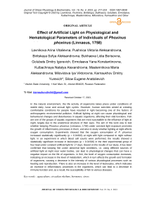 Effect of artificial light on physiological and hematological parameters of individuals of Phoxinus phoxinus (Linnaeus, 1758)