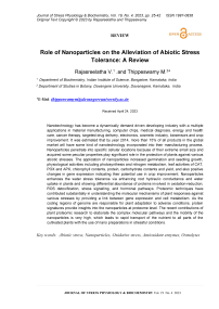 Role of nanoparticles on the alleviation of abiotic stress tolerance: a review