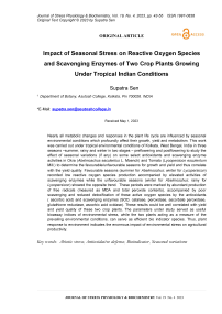 Impact of seasonal stress on reactive oxygen species and scavenging enzymes of two crop plants growing under tropical Indian conditions