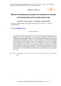 Effects of Pseudomonas putida and Vitazyme® on growth and development of the potato tuber moth