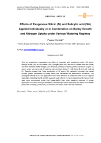 Effects of exogenous silicic (Si) and salicylic acid (SA) applied individually or in combination on barley growth and nitrogen uptake under various watering regimes