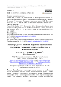 Неоднородность свойств порового пространства гумусового горизонта темно-серой почвы в масштабе педона