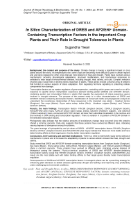 In silico characterization of DREB and AP2/ERF domain-containing transcription factors in the important crop plants and their role in drought tolerance in plants