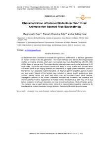 Characterization of induced mutants in short grain aromatic non-basmati rice Badshabhog