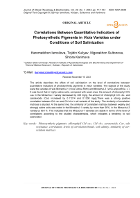 Correlations between quantitative indicators of photosynthetic pigments in vicia varieties under conditions of soil salinization