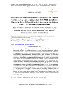 Effects of two Ralstonia solanacearum strains on yield of tomato (Lycopersicon esculentum mills 1768) genotypes planted at three different planting seasons at the Sotuba station, Sudano-Sahelian area of Mali