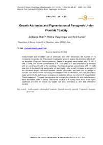 Growth attributes and pigmentation of fenugreek under fluoride toxicity