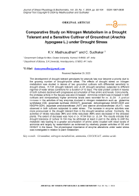 Comparative study on nitrogen metabolism in a drought tolerant and a sensitive cultivar of groundnut (Arachis hypogaea L.) under drought stress