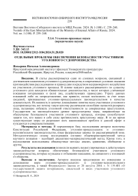 Отдельные проблемы обеспечения безопасности участников уголовного судопроизводства