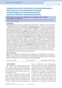 Предикторы несостоятельности колоректального анастомоза после передних резекций прямой кишки при локализованных злокачественных новообразованиях