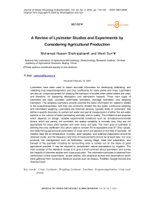 A review of lysimeter studies and experiments by considering agricultural production