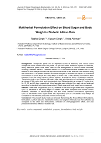 Multiherbal formulation effect on blood sugar and body weight in diabetic albino rats