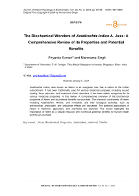 The biochemical wonders of Azadirachta indica A. Juss: a comprehensive review of its properties and potential benefits