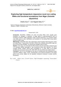 Exploring high temperature responsive novel non coding RNAS and functional annotations from niger (Guizotia abyssinica)