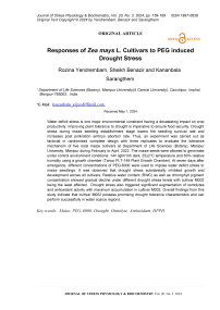 Responses of Zea mays L. cultivars to peg induced drought stress