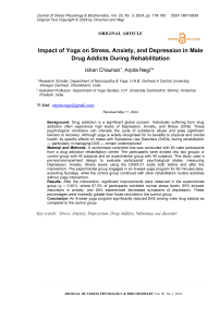 Impact of yoga on stress, anxiety, and depression in male drug addicts during rehabilitation