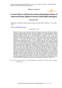 A novel index to estimate the stress-physiological status in wheat and barley against Fusarium head blight pathogens